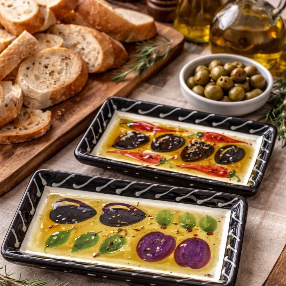 Vintage Crate &‎ Barrel Debby Segura Ceramic Appetizer Trays Set of 2 Italy 1999